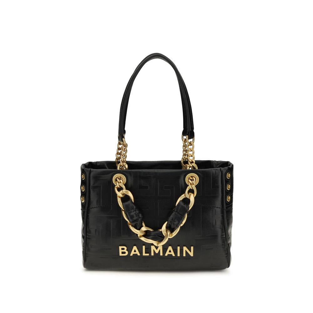 Balmain Schultertasche aus schwarzem Kalbsleder (Bos Taurus)