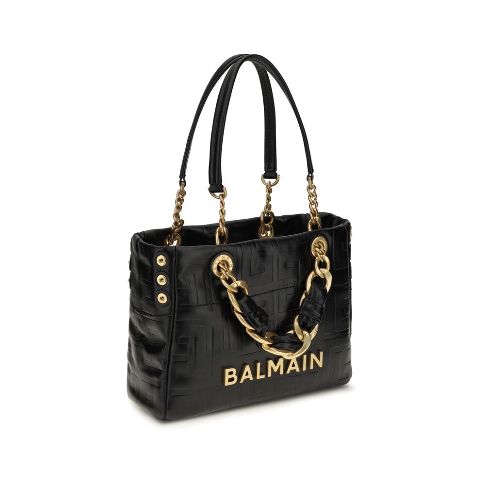 Balmain Schultertasche aus schwarzem Kalbsleder (Bos Taurus)