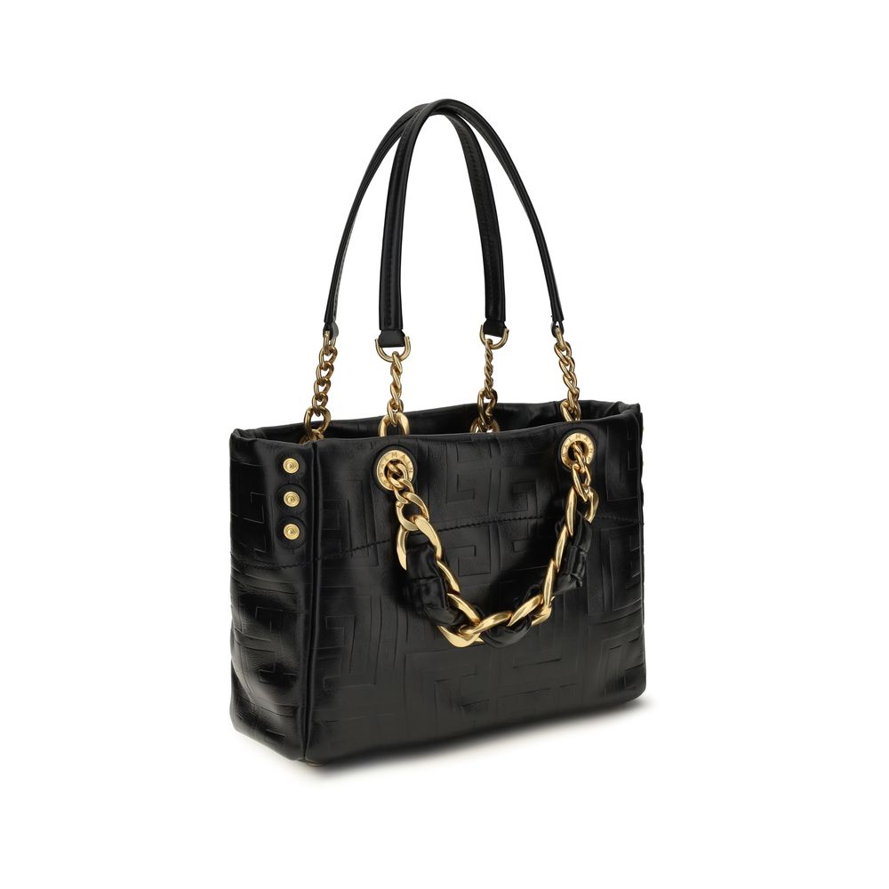 Balmain Schultertasche aus schwarzem Kalbsleder (Bos Taurus)