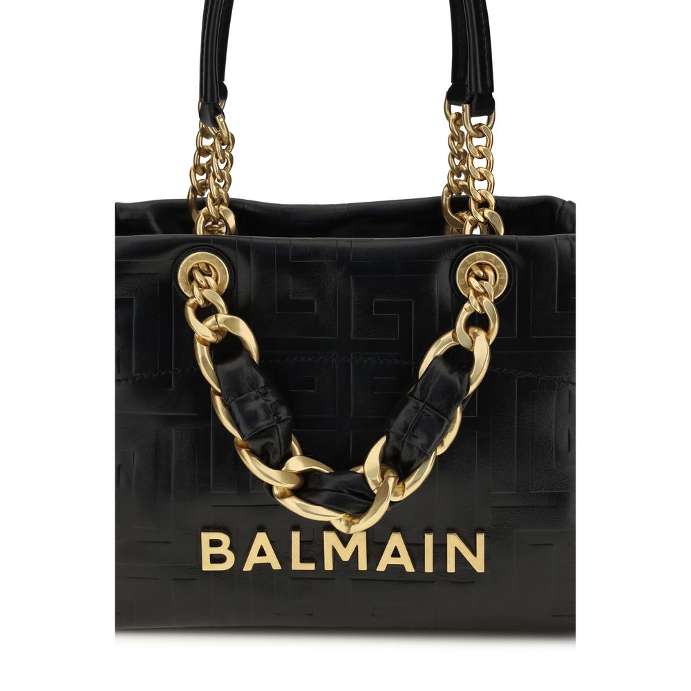 Balmain Schultertasche aus schwarzem Kalbsleder (Bos Taurus)