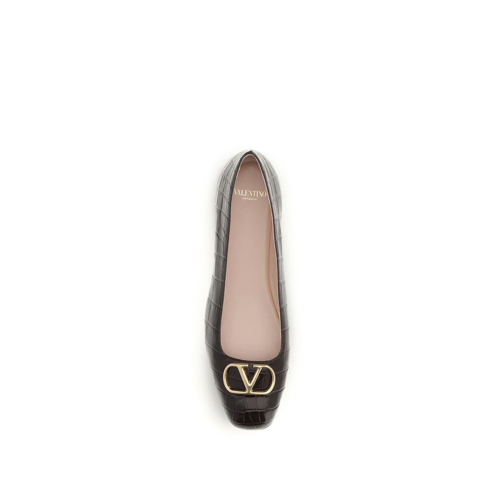 Ballerines Valentino Garavani marron en cuir de veau Bos Taurus