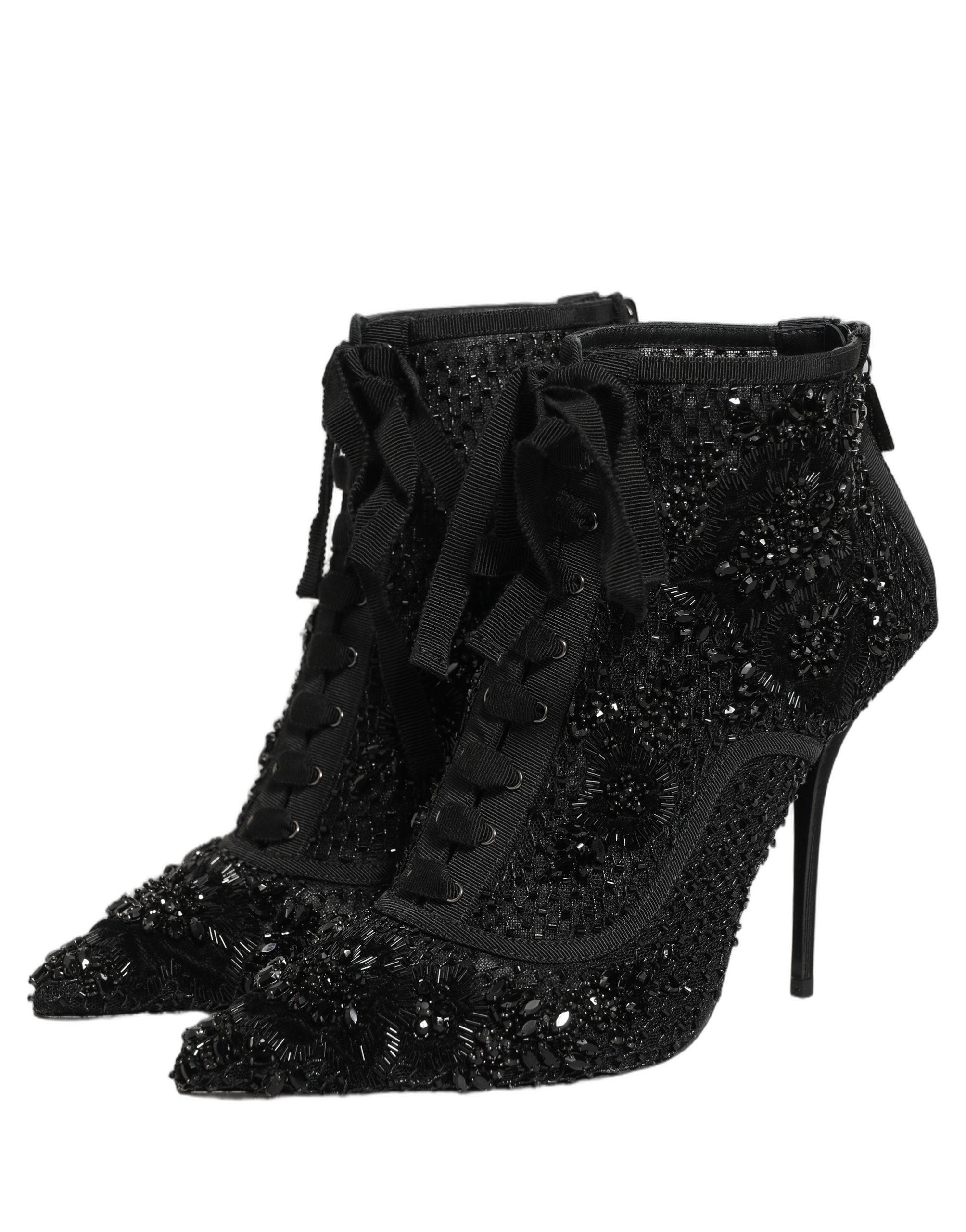 Chaussures Bottines en résille ornée noires Dolce & Gabbana