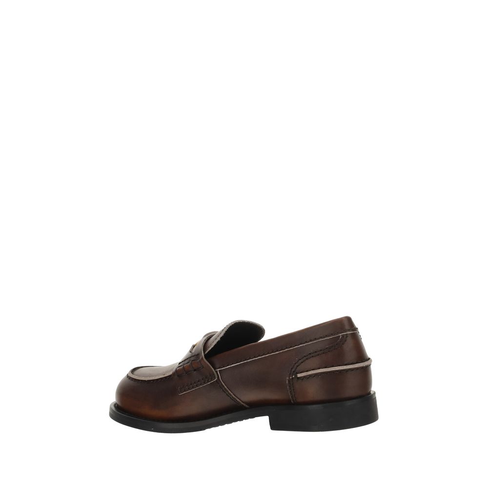 Mocassins à enfiler Miu Miu en cuir de veau marron Bos Taurus