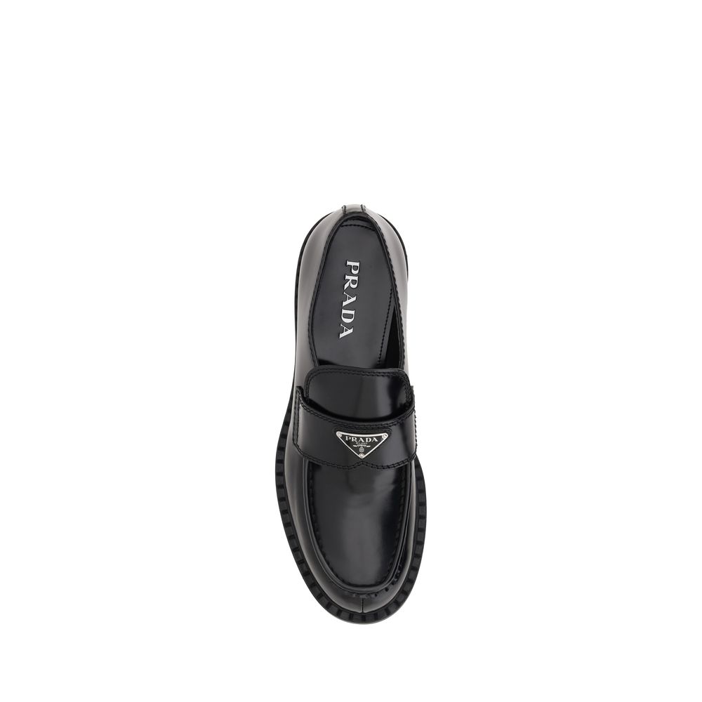 Prada Schwarze Kalbsleder Bos Taurus Plateau-Loafer