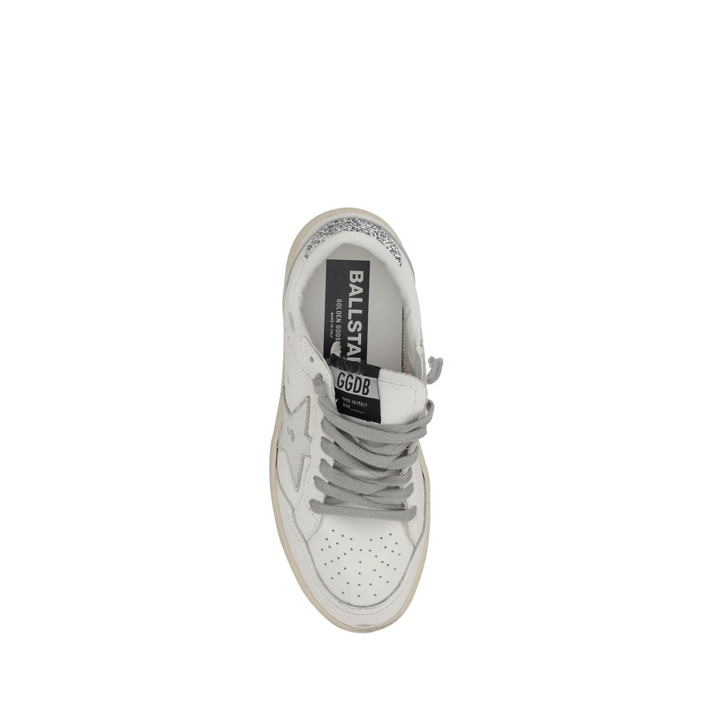 Golden Goose Silberfarbene Kalbsleder-Sneaker mit niedrigem Schaft (Bos Taurus)
