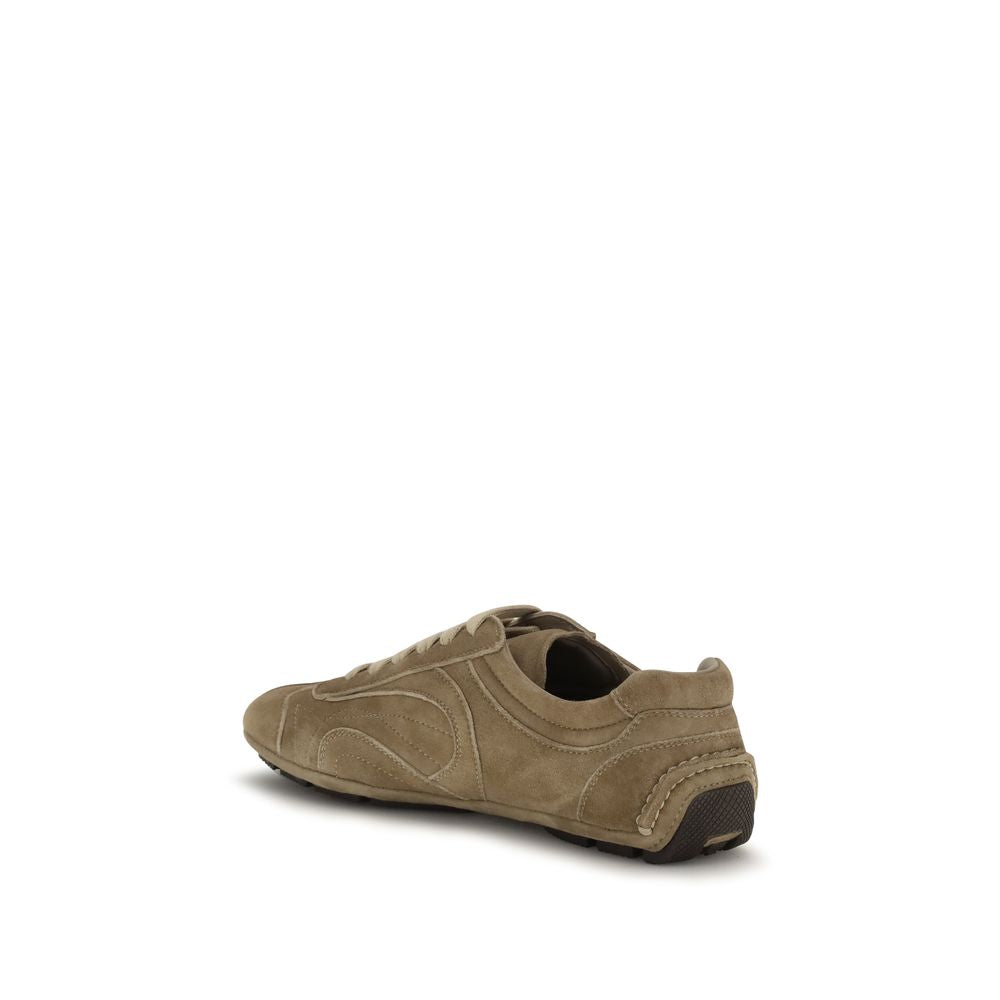 Prada Braune Kalbsleder Bos Taurus Sportliche Sneaker