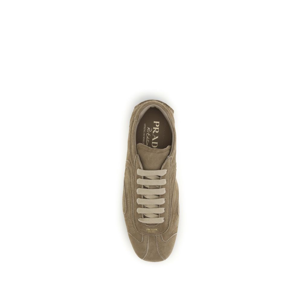 Prada Braune Kalbsleder Bos Taurus Sportliche Sneaker