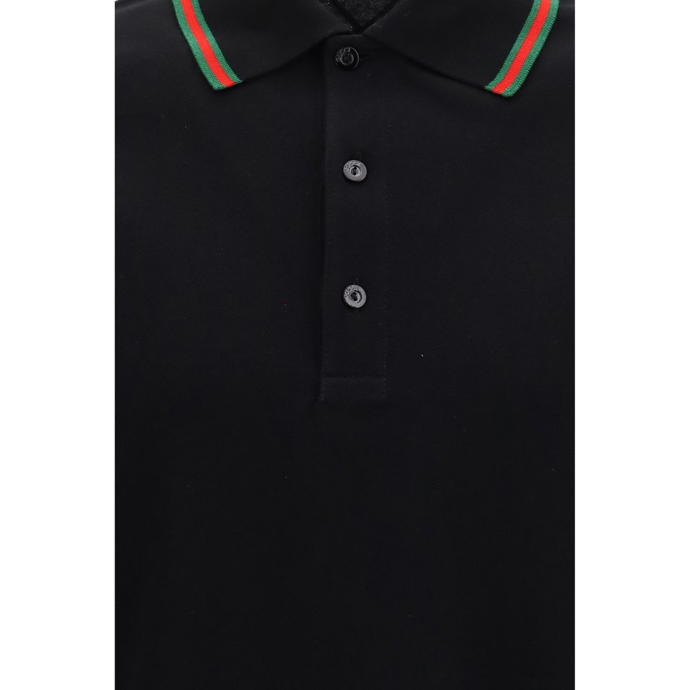 Gucci Polohemd aus schwarzer Baumwolle