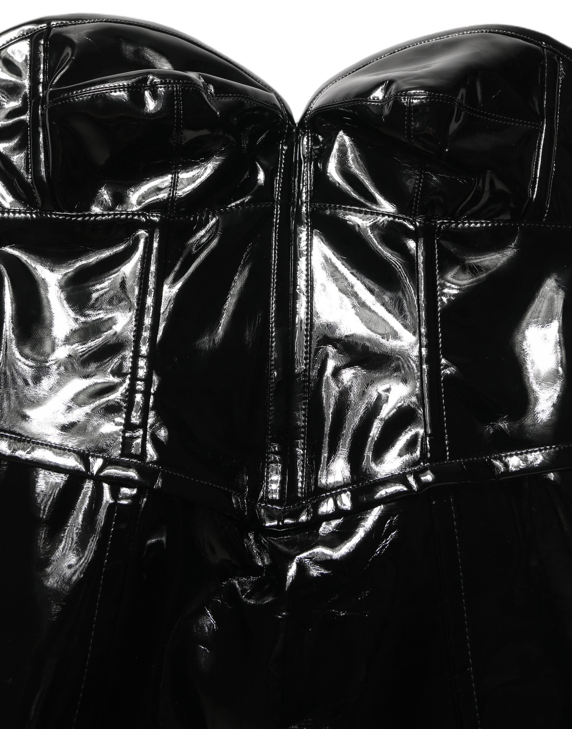 Dolce & Gabbana Black Patent Leather Corset Style Mini Dress