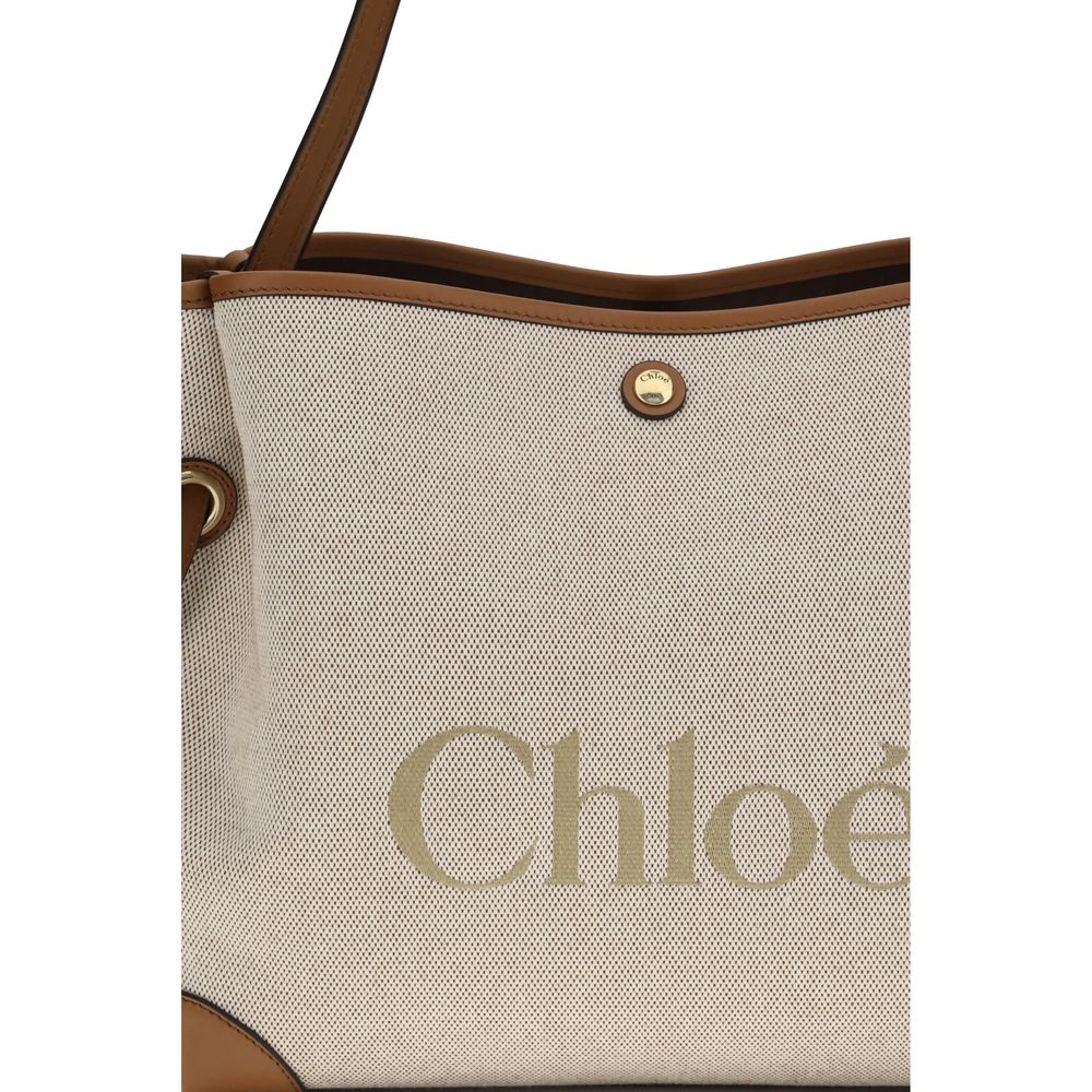 Chloé Schultertasche aus beiger Baumwolle