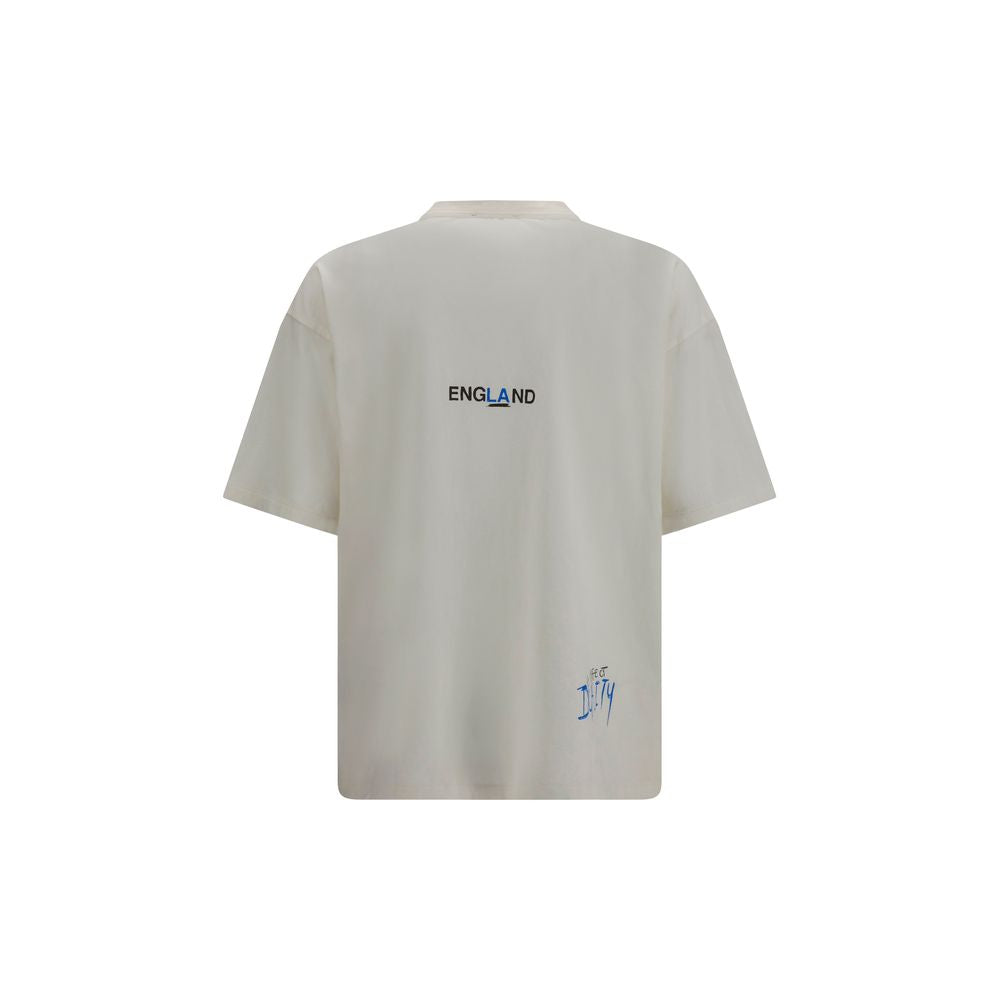 Beiges Baumwoll-T-Shirt mit Logo