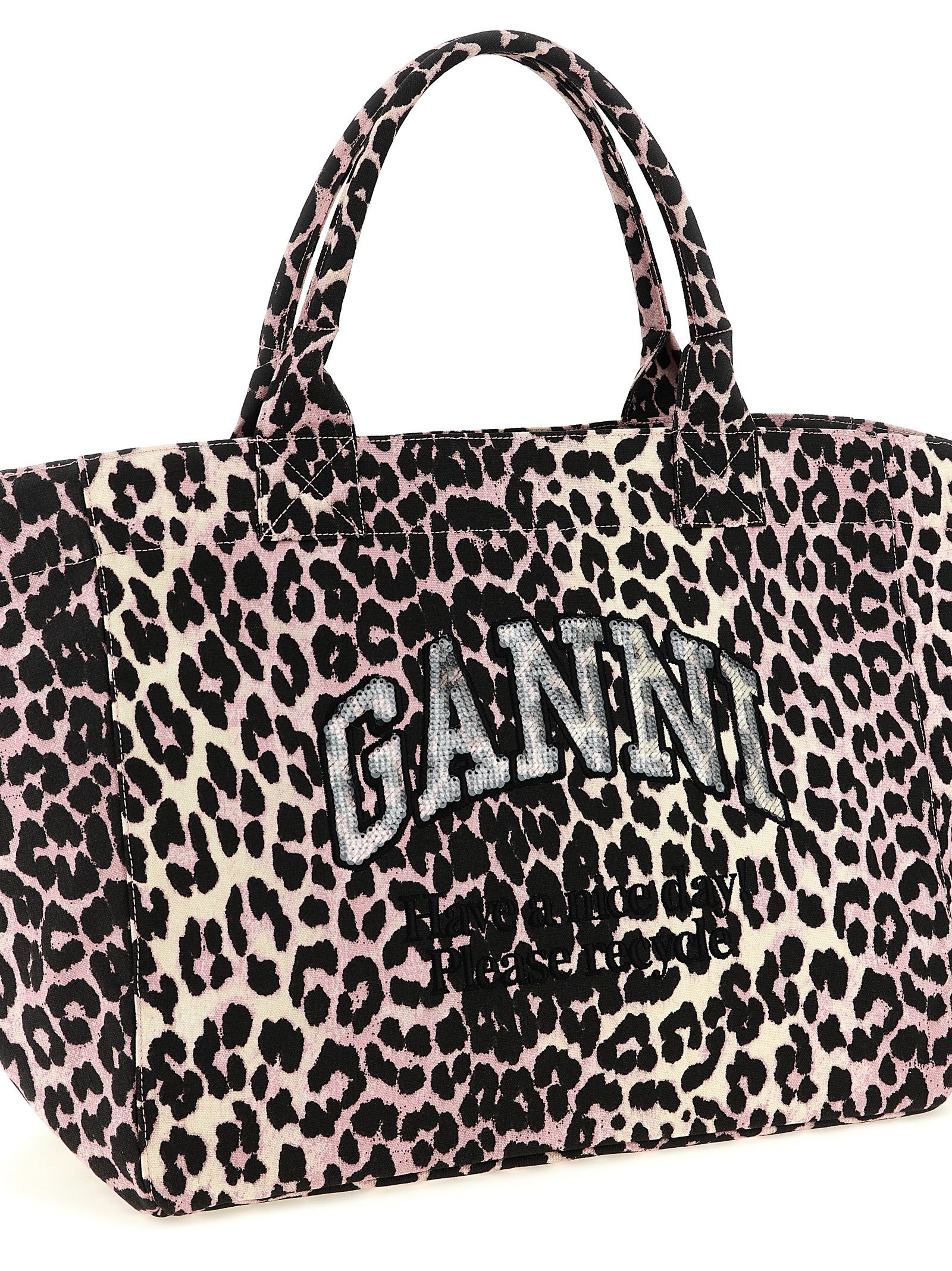 Ganni Multicolor Cotton Tote Bag