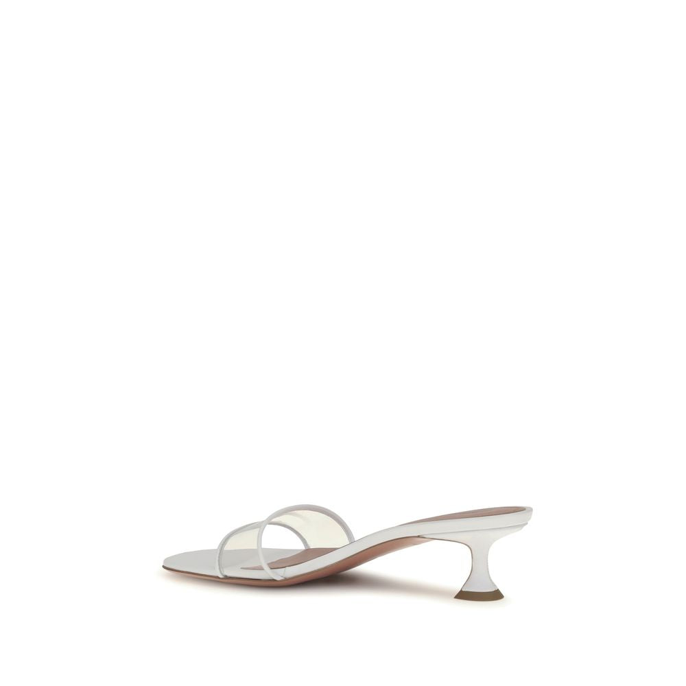 Amina Muaddi White Calf Leather Bos Taurus Sandals
