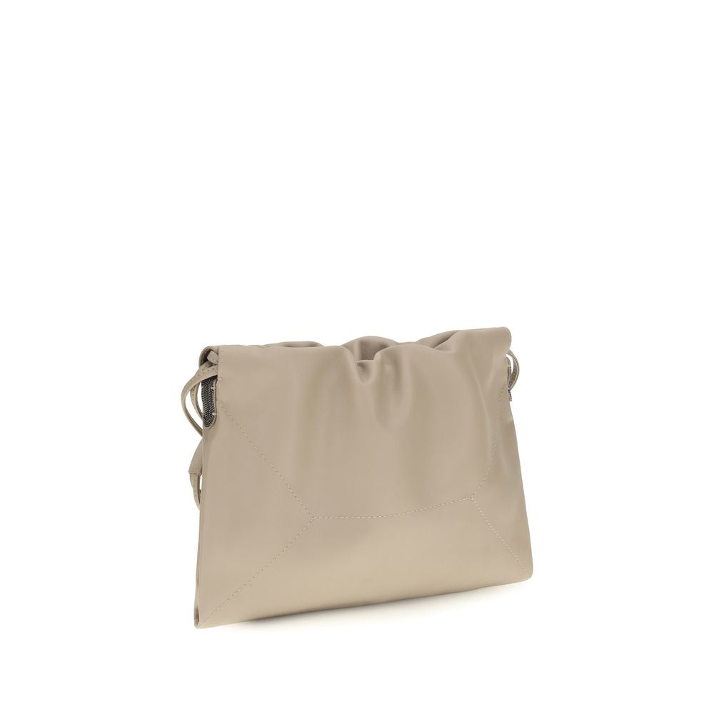 Brunello Cucinelli Beige Calf Leather Bos Taurus Clutch Bag