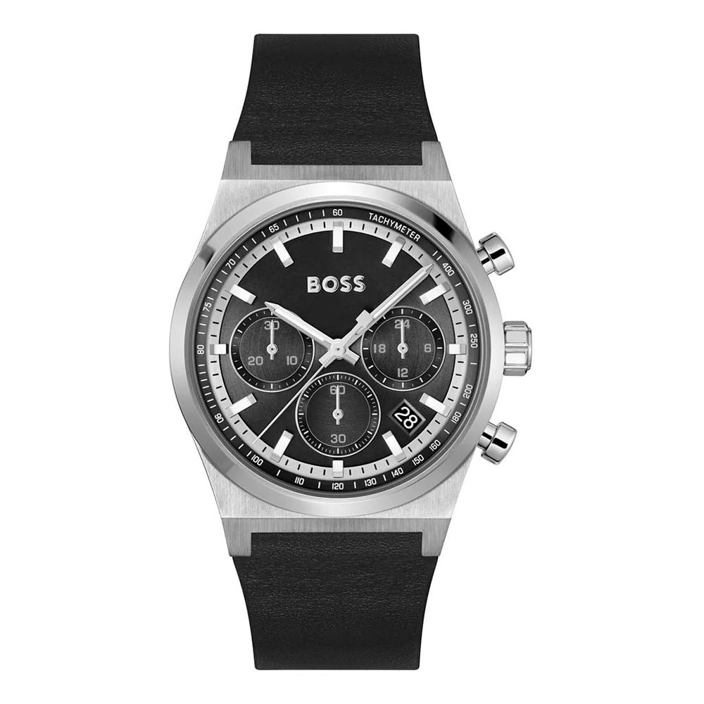 Hugo Boss Gray Leather Dress Watch