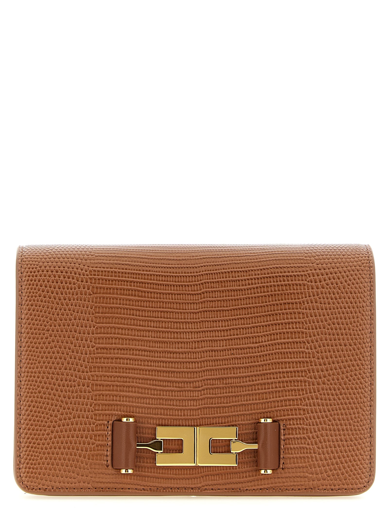 Elisabetta Franchi Brown Clutch Bag