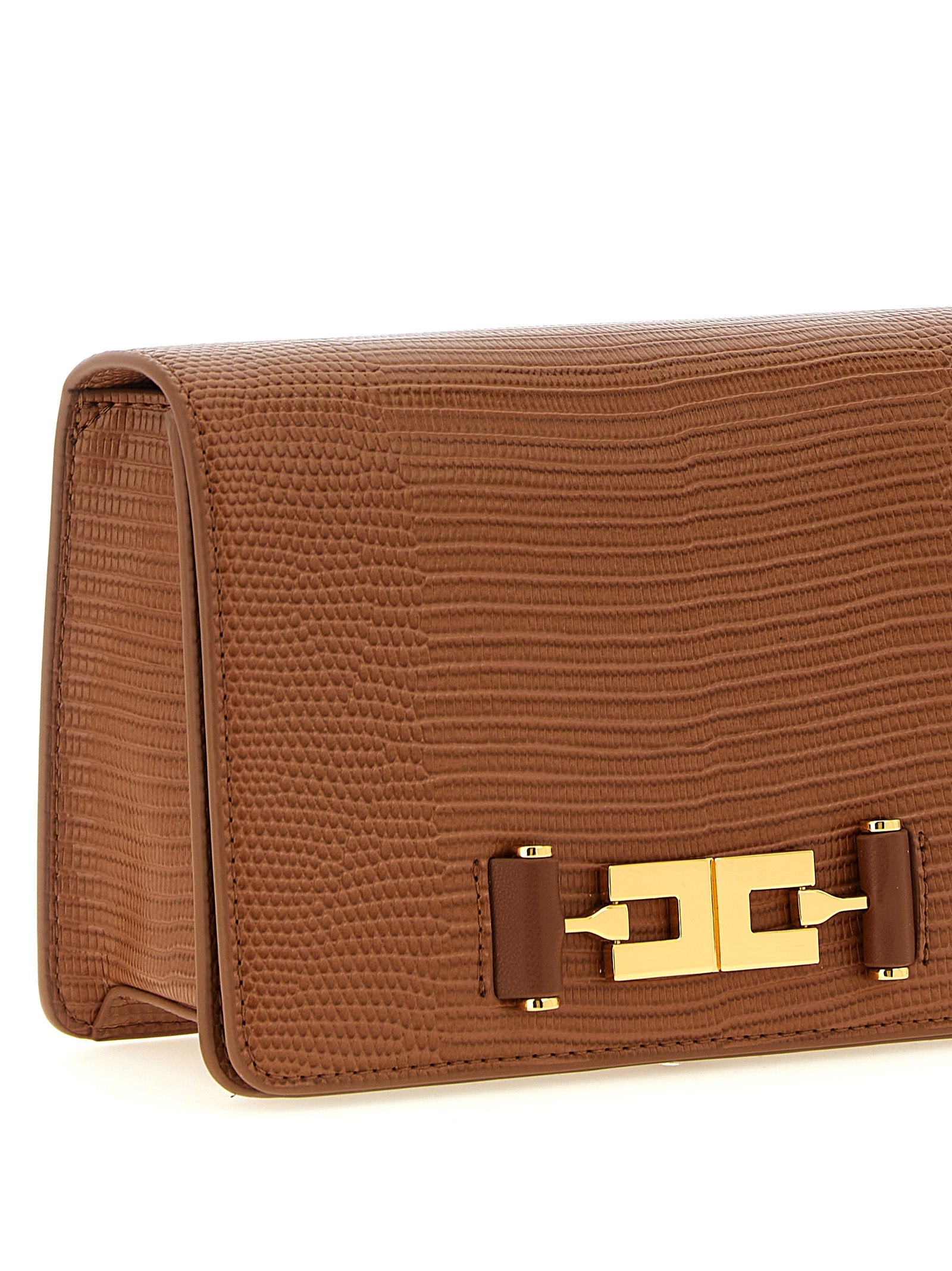 Elisabetta Franchi Brown Clutch Bag