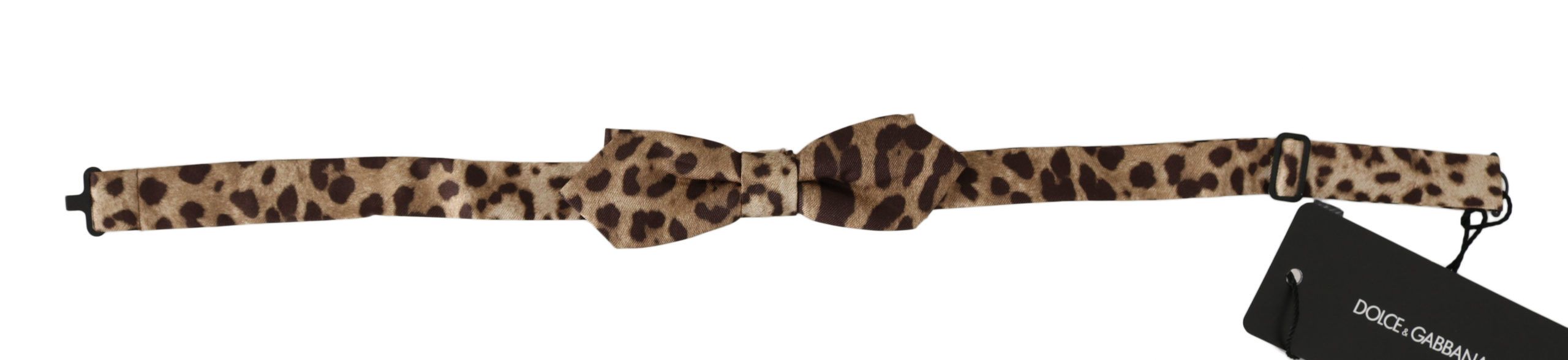 Dolce & Gabbana Braune Leoparden Seide Verstellbare Schleife Herren Fliege