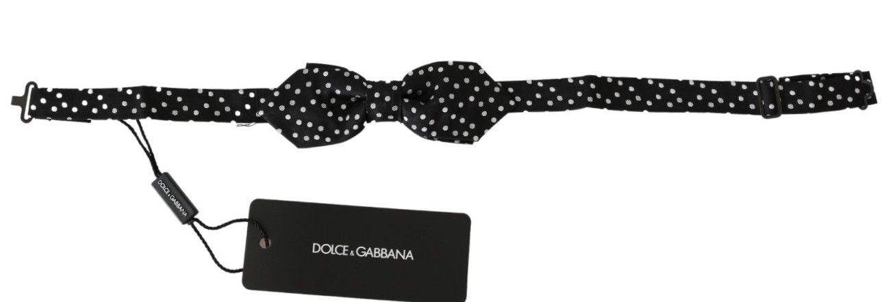 Dolce & Gabbana Schwarze Polka Dots Herren-Krawatte Papillon 100 % Seide Fliege