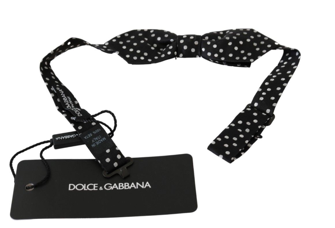 Dolce & Gabbana Schwarze Polka Dots Herren-Krawatte Papillon 100 % Seide Fliege