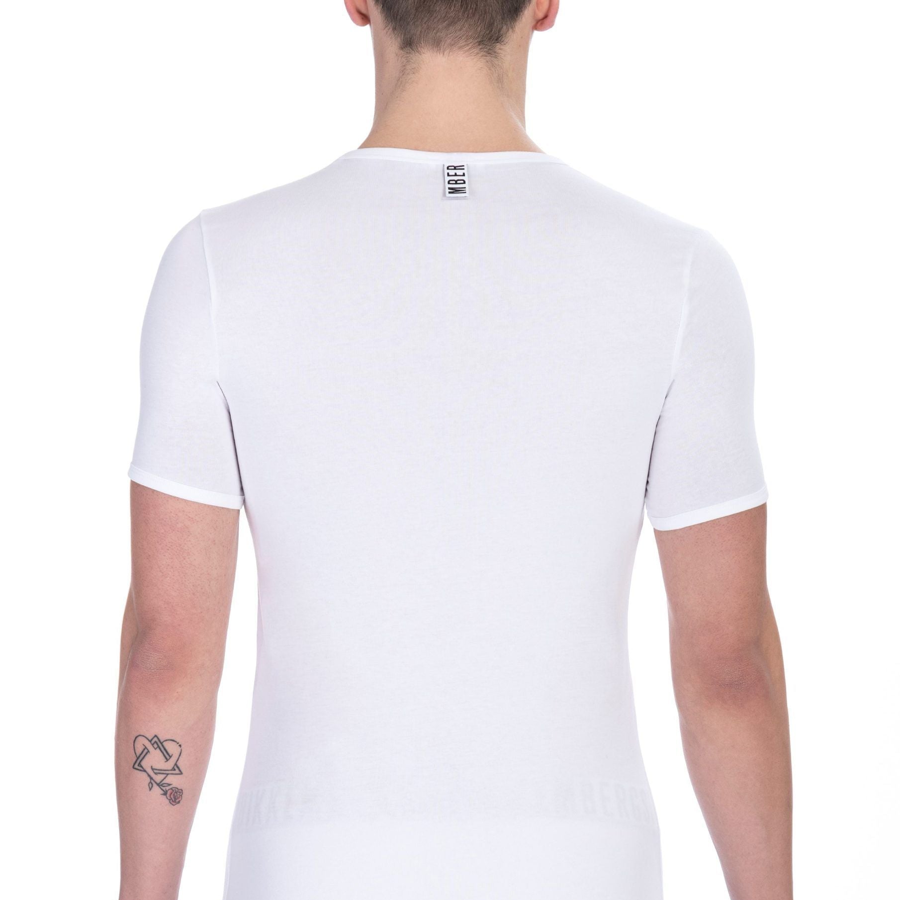 Bikkembergs White Cotton Men's V-Neck T-Shirt