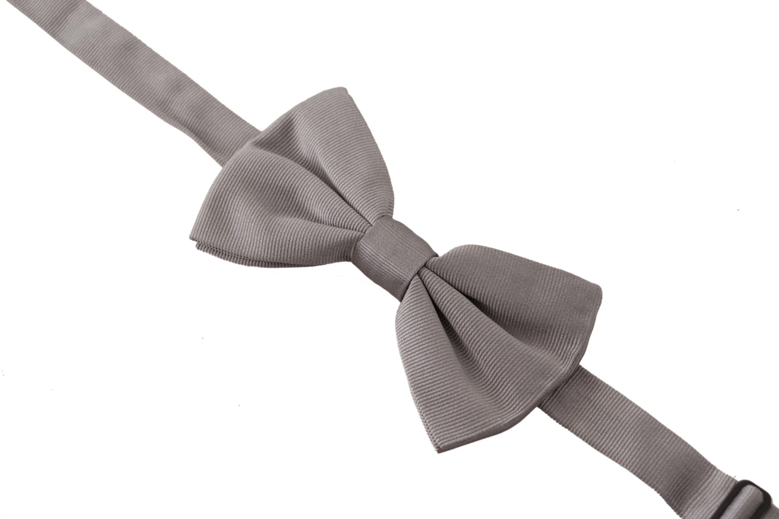 Nœud papillon Dolce & Gabbana gris 100 % soie, tour de cou réglable