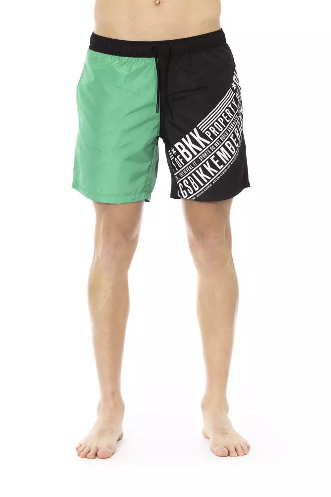 Bikkembergs Green Polyester Men Swim Shorts