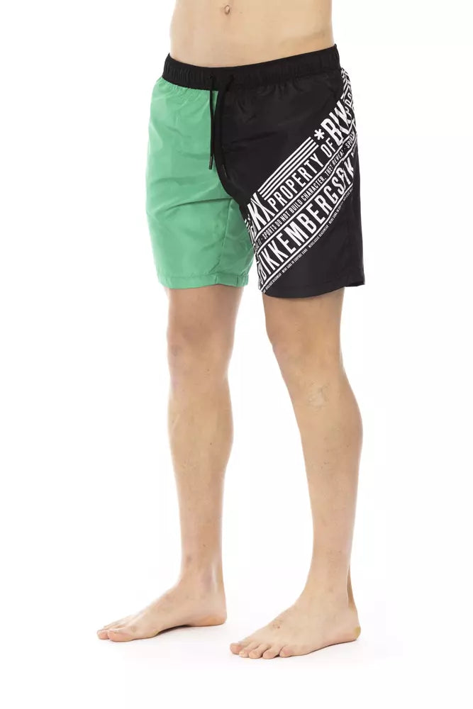 Bikkembergs Green Polyester Men Swim Shorts