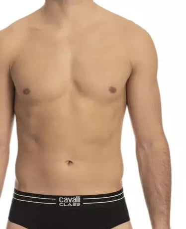 Cavalli Class Black Cotton Men Underwear Tri-Pack