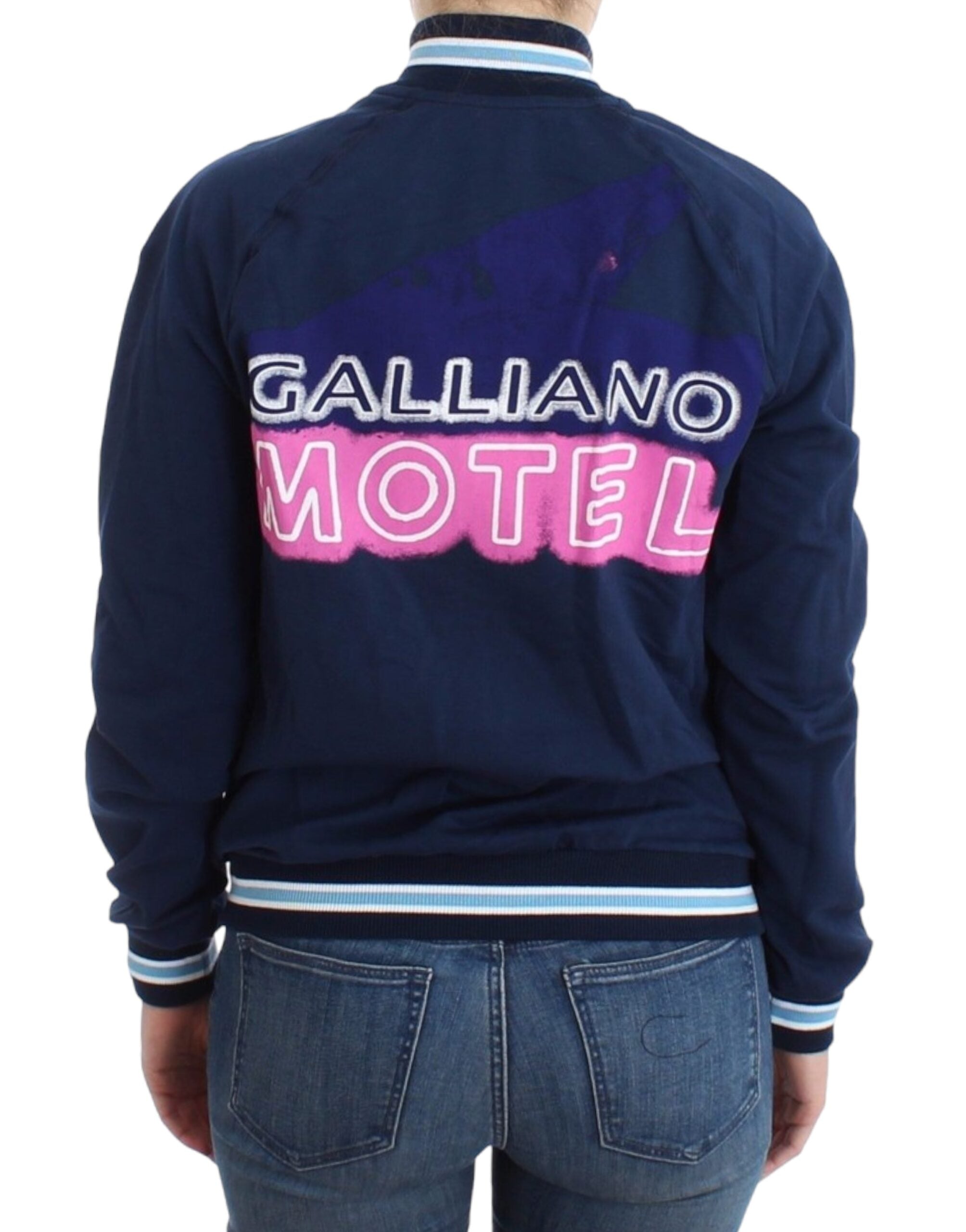 Cardigan en coton bleu zippé John Galliano