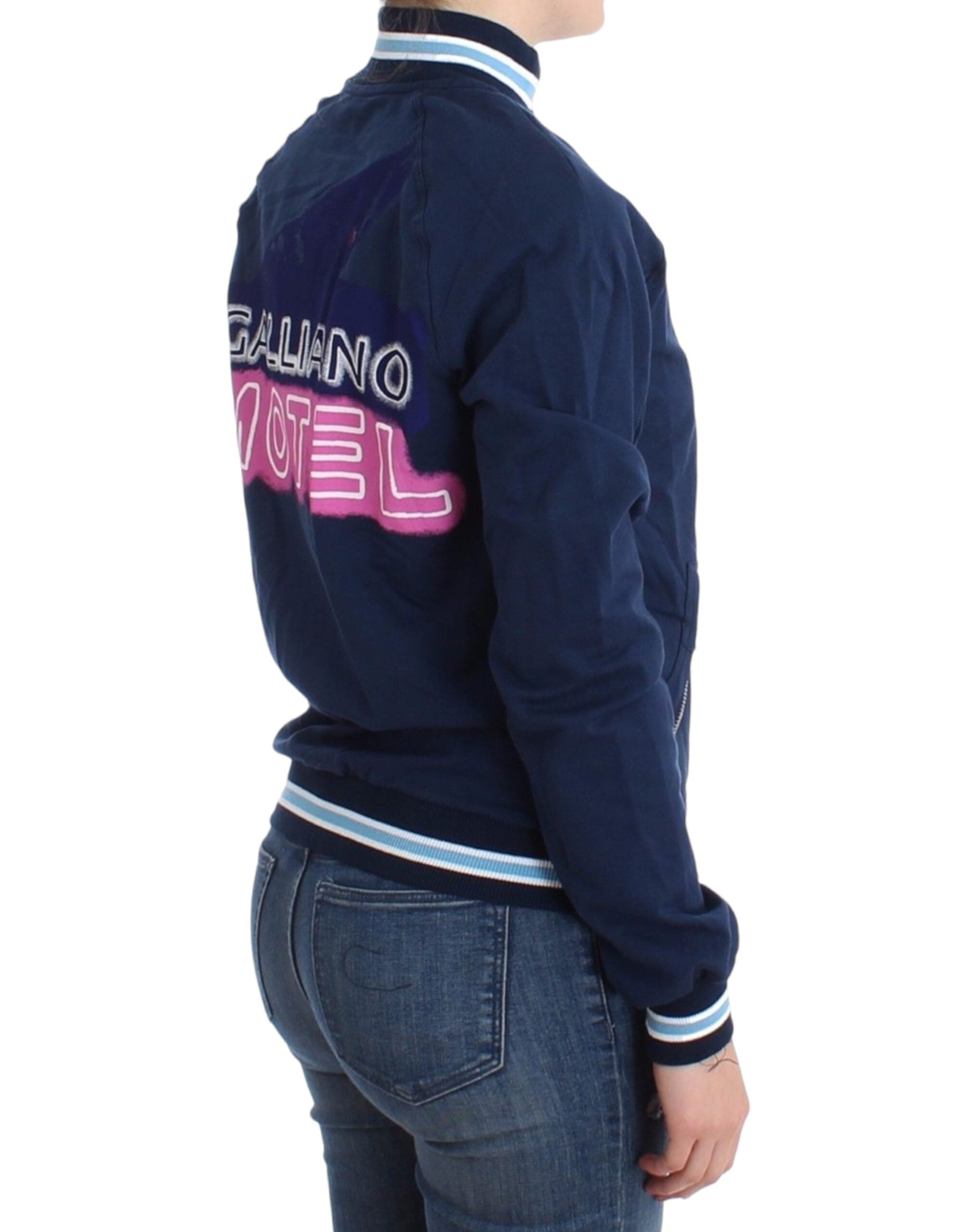 Cardigan en coton bleu zippé John Galliano