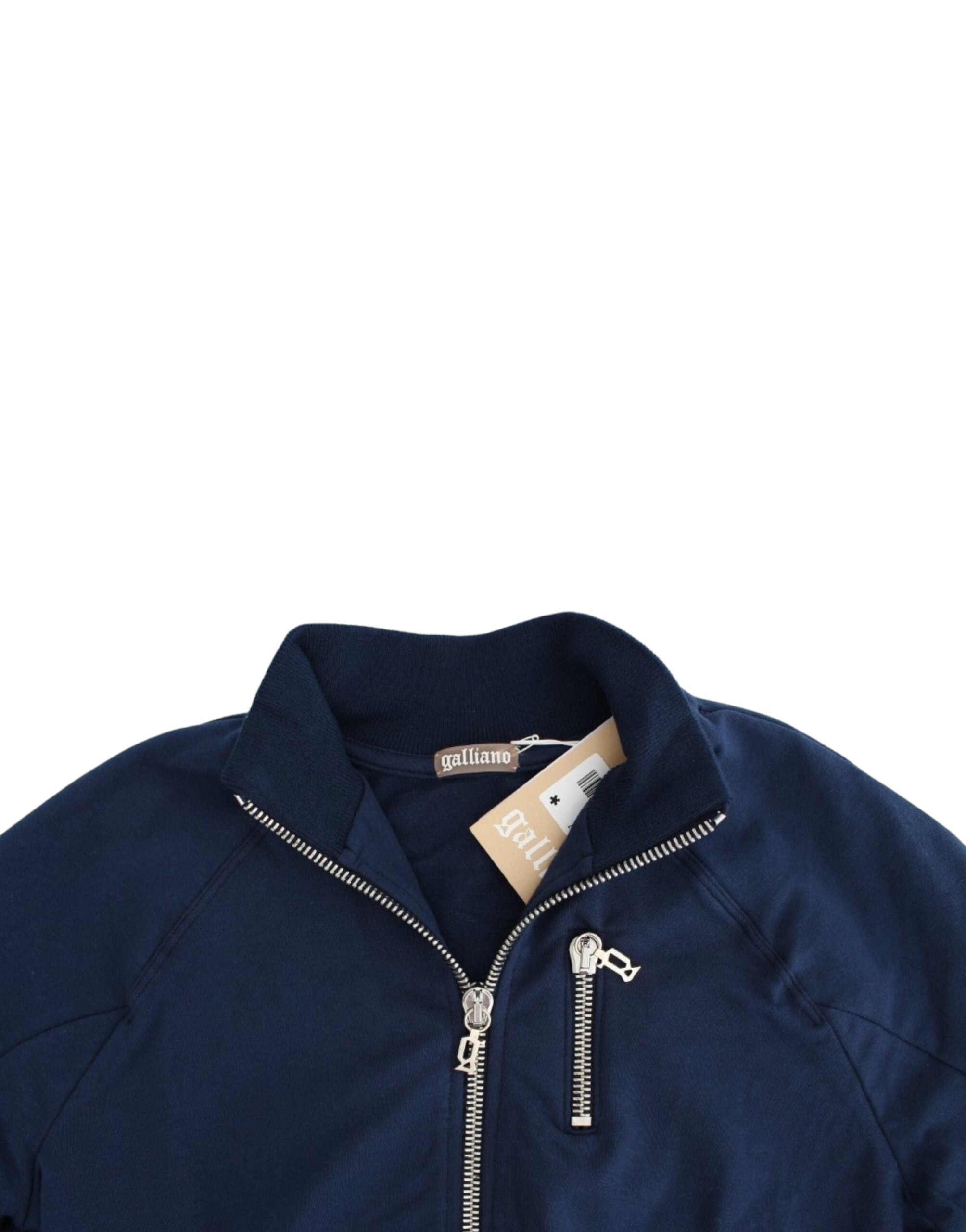Cardigan en coton bleu zippé John Galliano