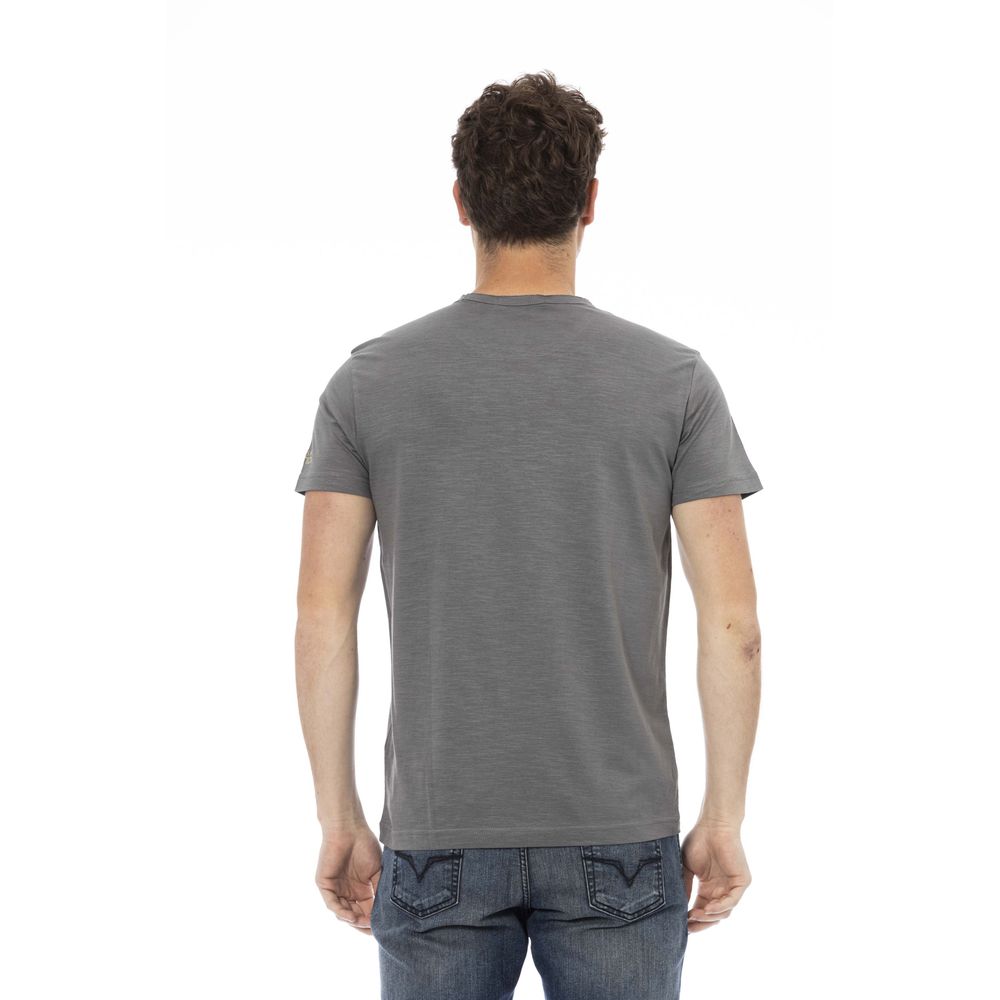 Trussardi Action Graues Baumwoll-Herren-Kurzarm-T-Shirt