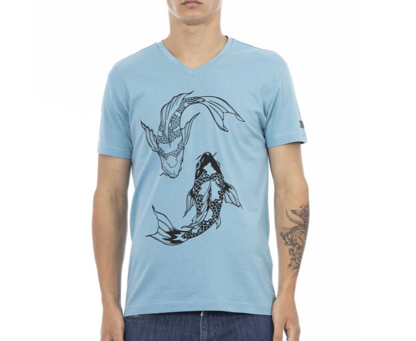Trussardi Action Light Blue Cotton Men T-Shirt