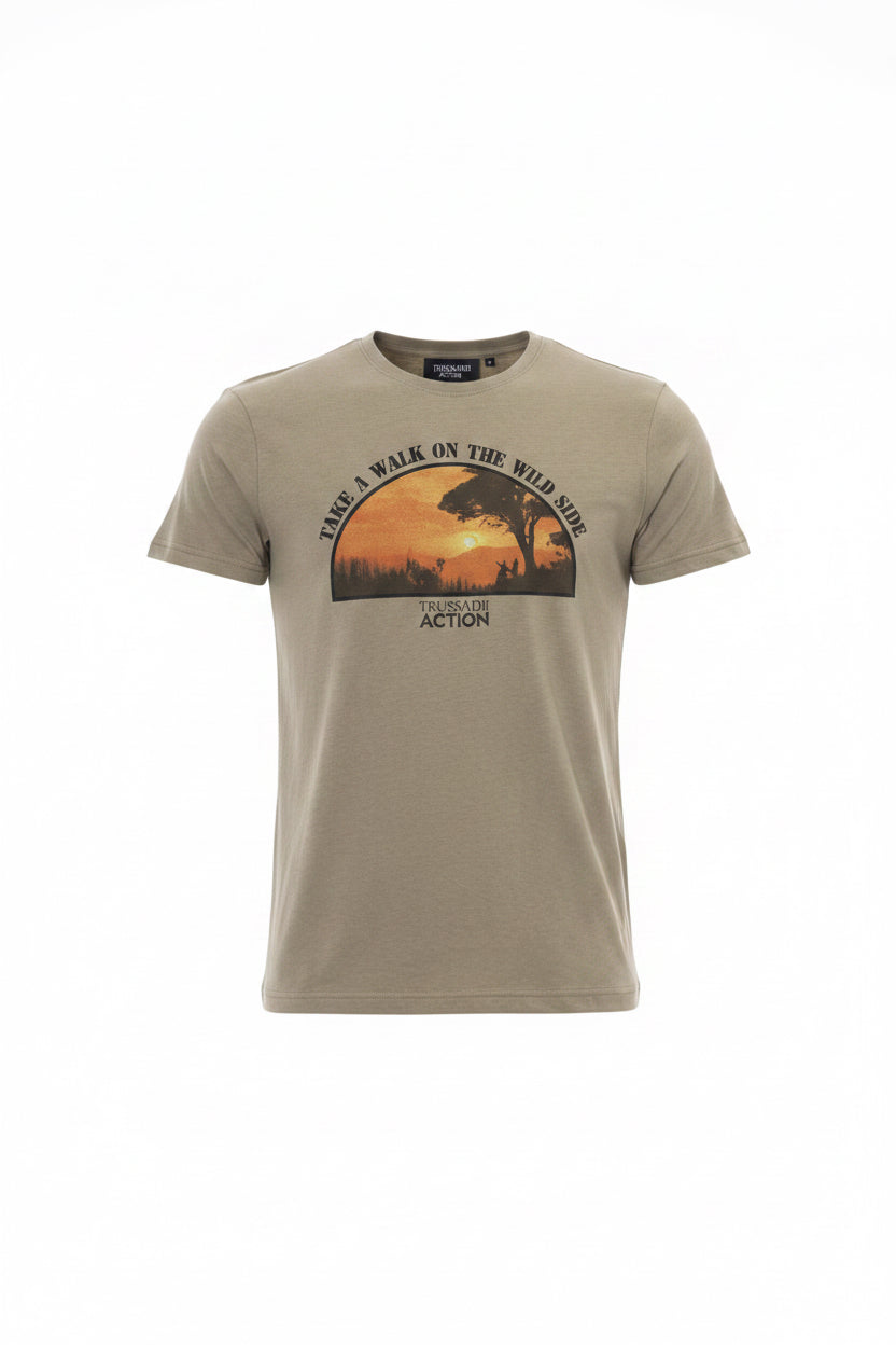 Trussardi Action Grünes Herren T-Shirt aus Baumwolle