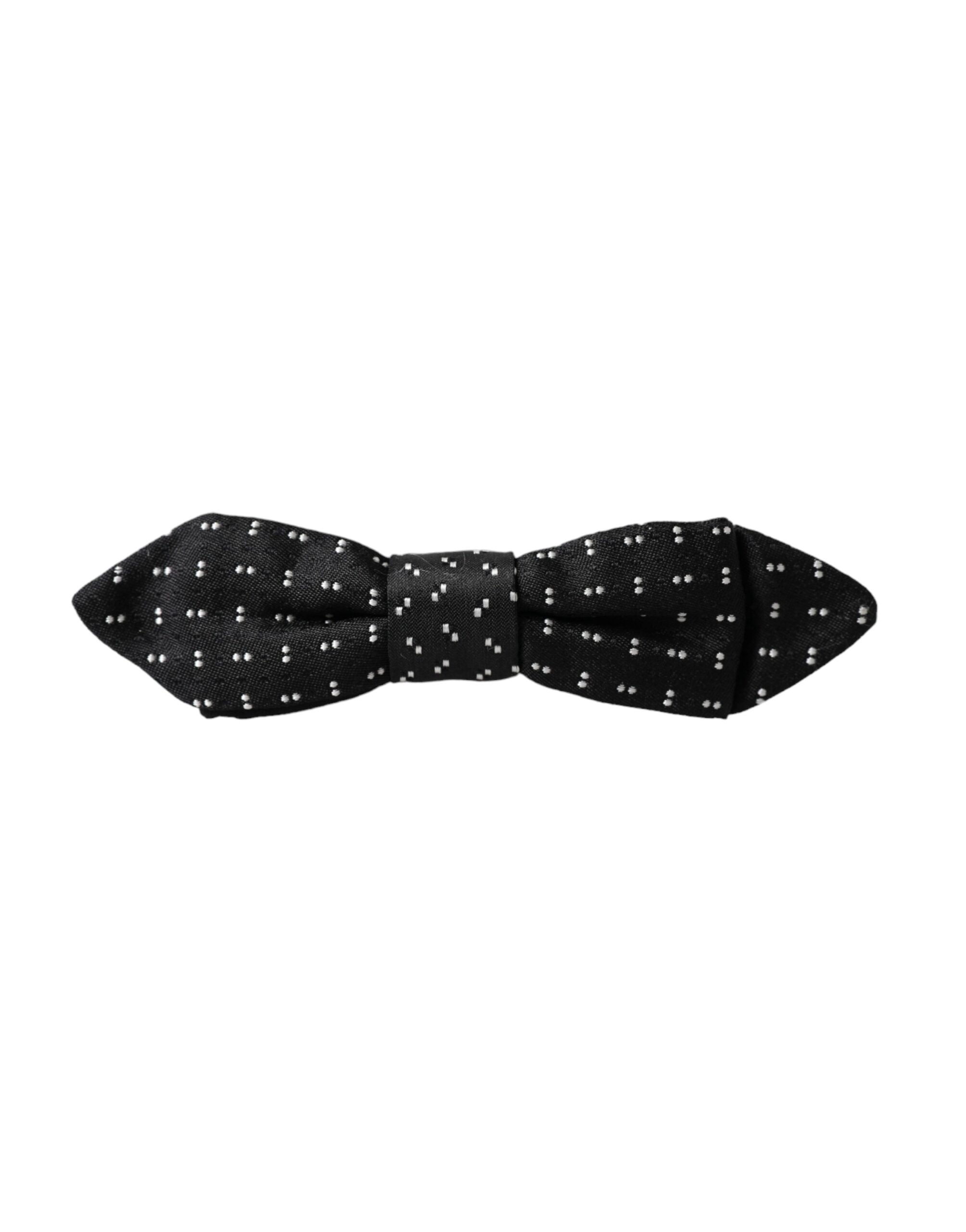 Dolce & Gabbana Schwarze Seidene Gemusterte Verstellbare Herren Papillon Fliege