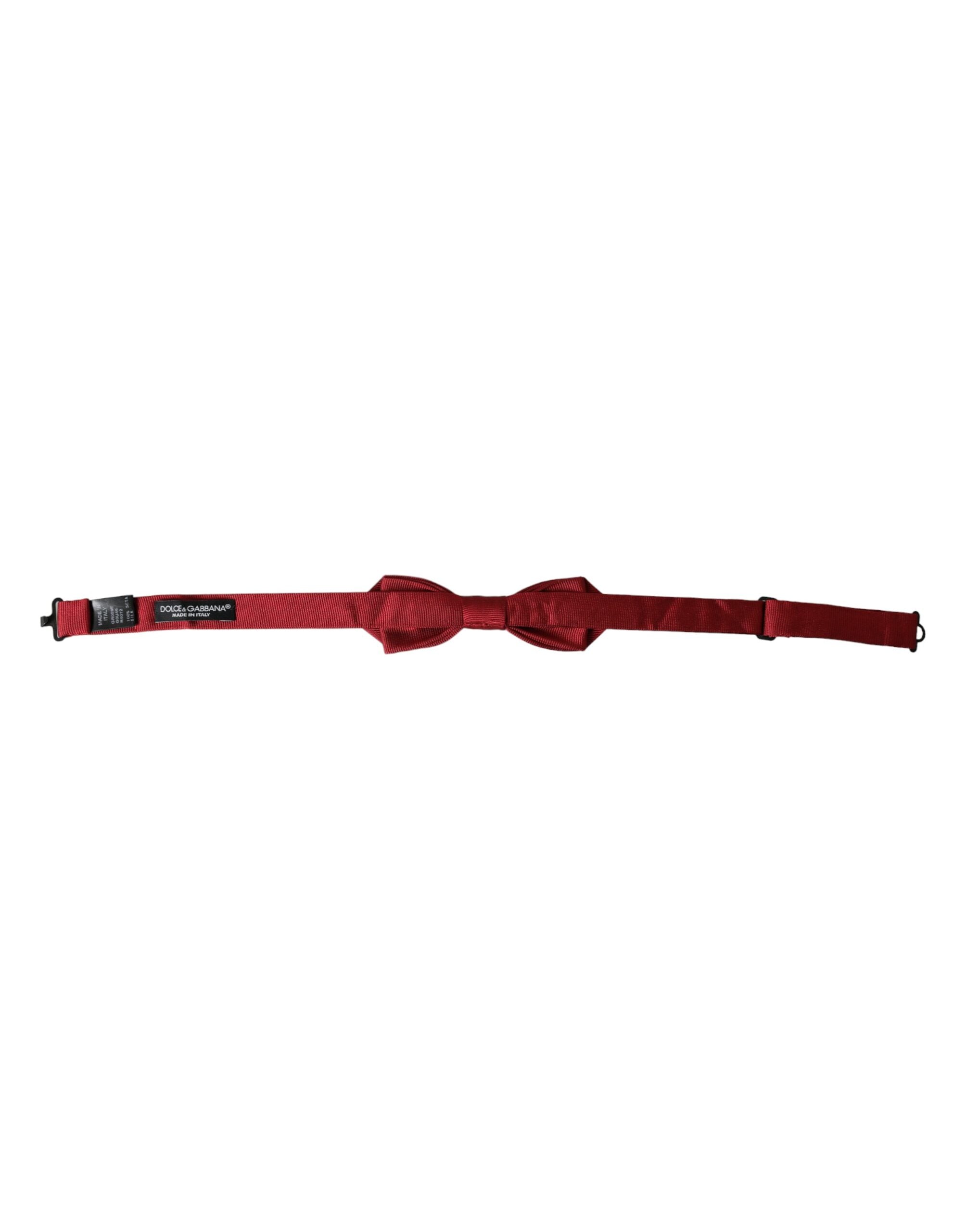Dolce & Gabbana Rote Seidenjacquard verstellbare Herrenfliege