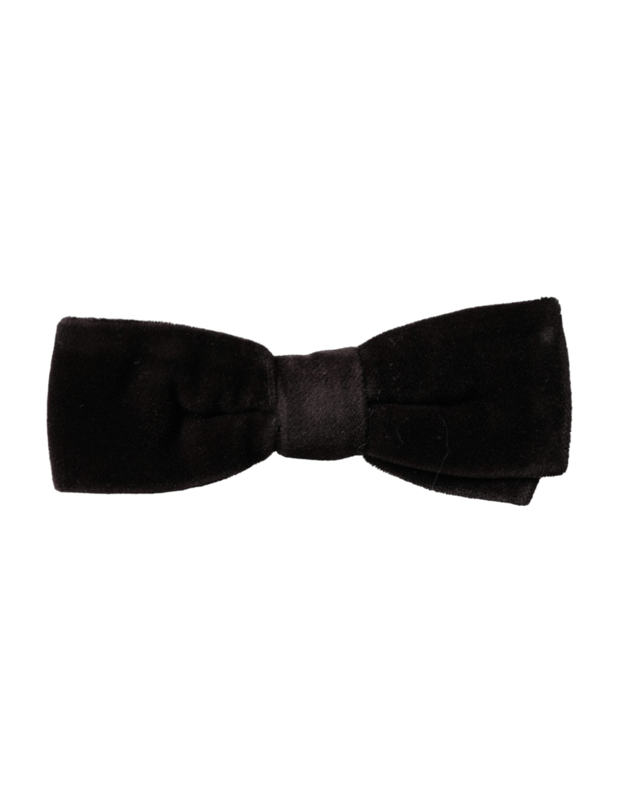 Dolce & Gabbana Schwarze Samt-Baumwoll Herrenfliege mit verstellbarem Halsband