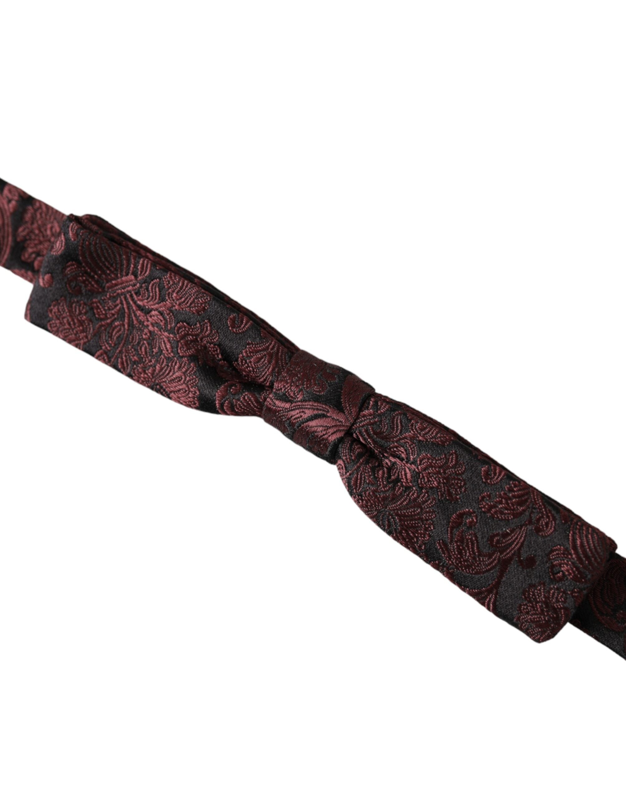 Nœud papillon ajustable en soie à motif floral bordeaux pour homme Dolce & Gabbana
