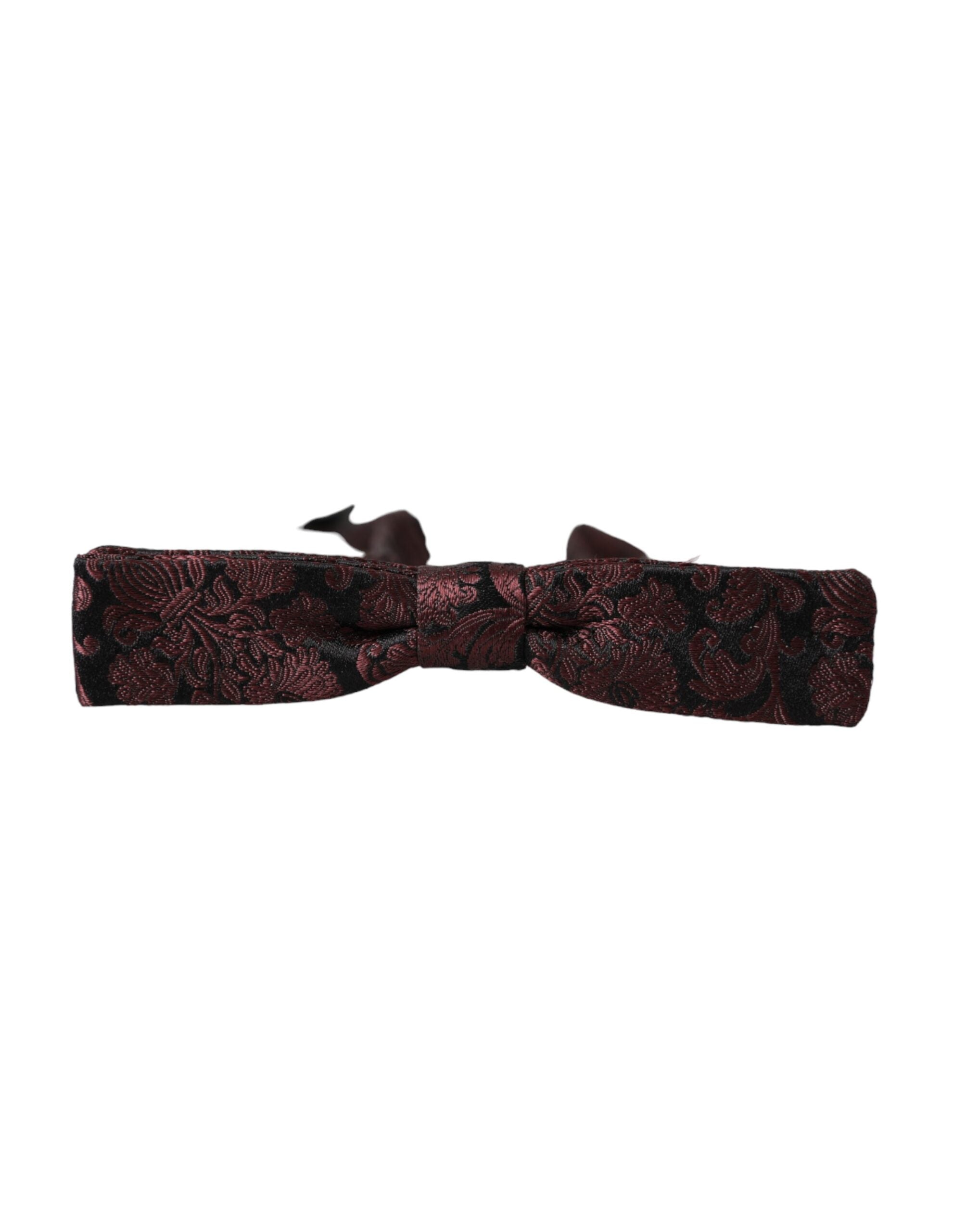 Nœud papillon ajustable en soie à motif floral bordeaux pour homme Dolce & Gabbana