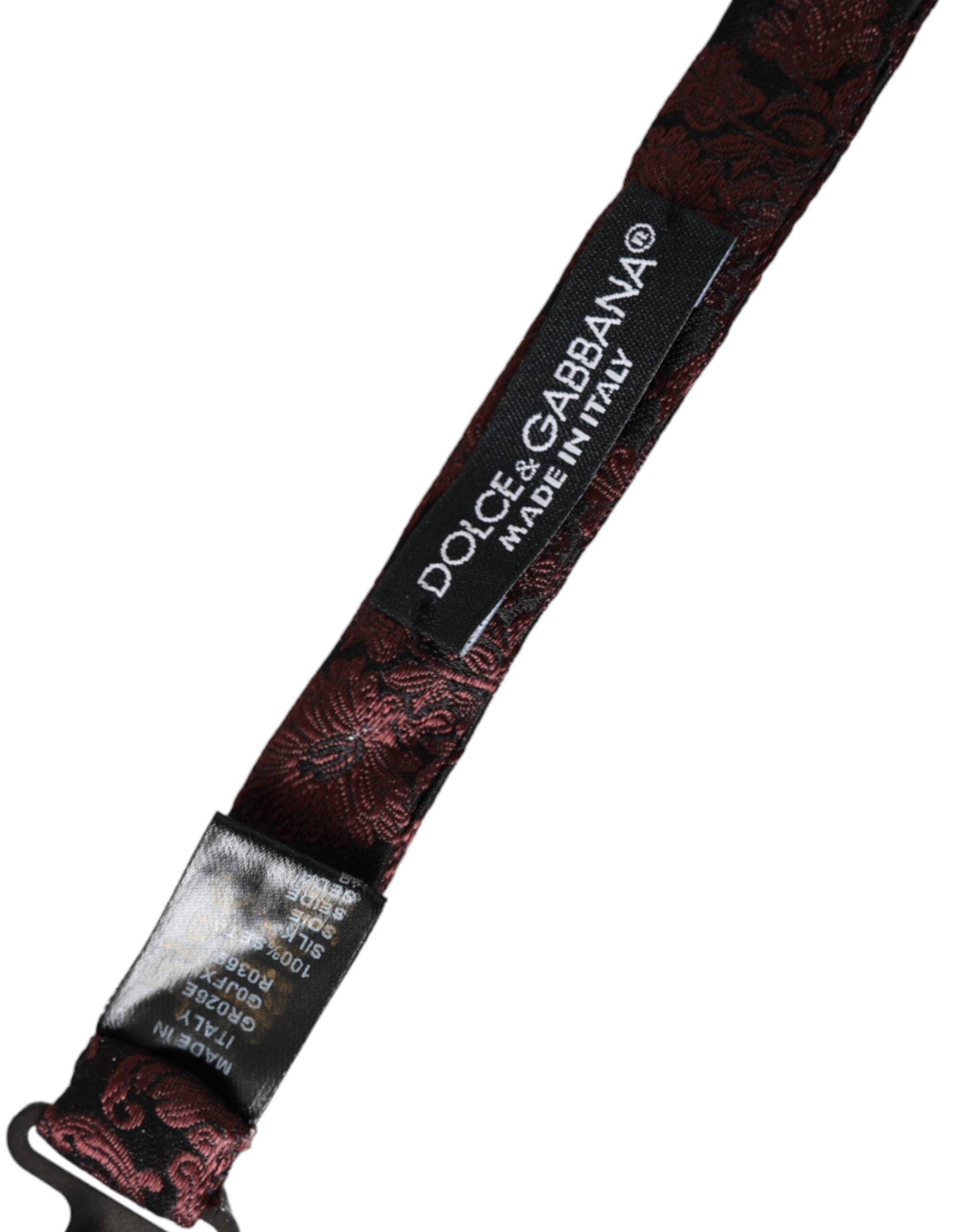 Nœud papillon ajustable en soie à motif floral bordeaux pour homme Dolce & Gabbana