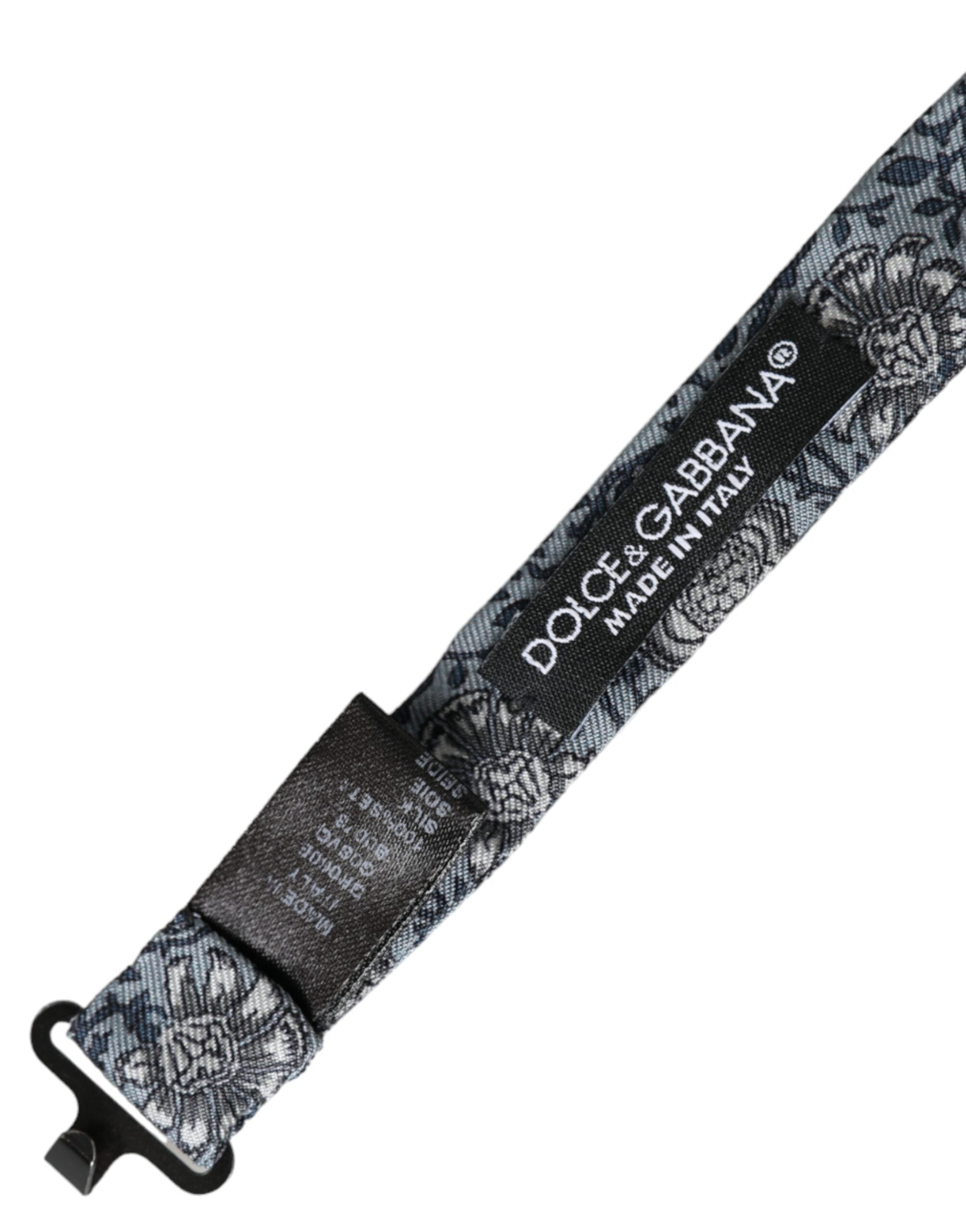 Nœud papillon réglable pour homme Dolce & Gabbana en soie grise à motifs