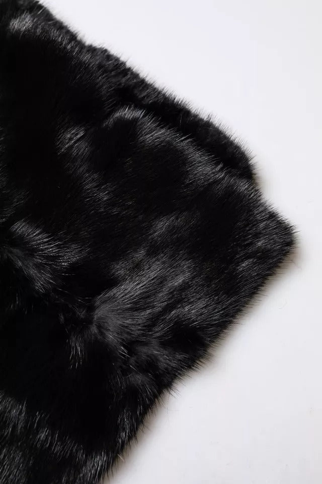 Dolce & Gabbana schwarzer Pelzschal, Halswärmer, Kragen, Schal