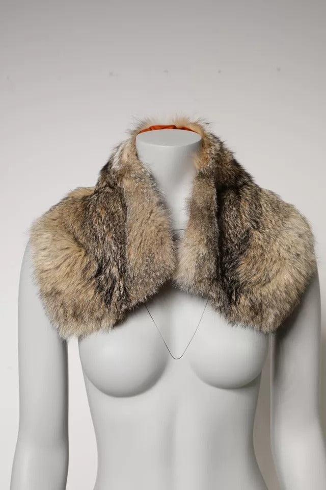 Dolce & Gabbana Brown Fur Shoulder Collar Neck Wrap Scarf