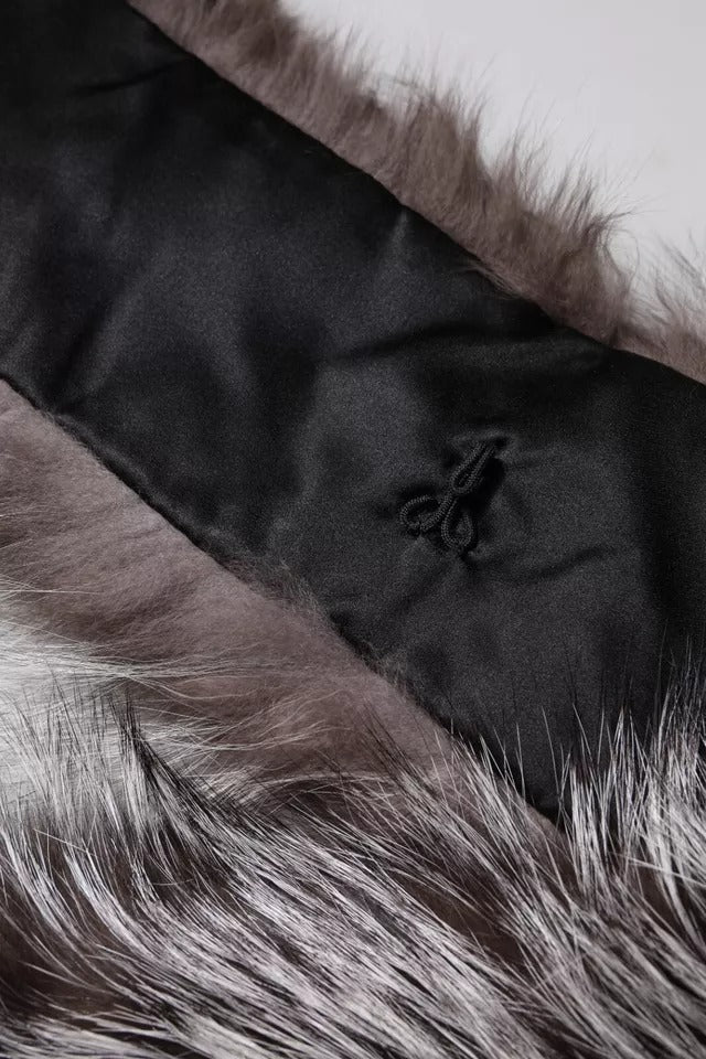 Dolce & Gabbana Grauer Fuchspelz-Nackenwärmer Winterschal
