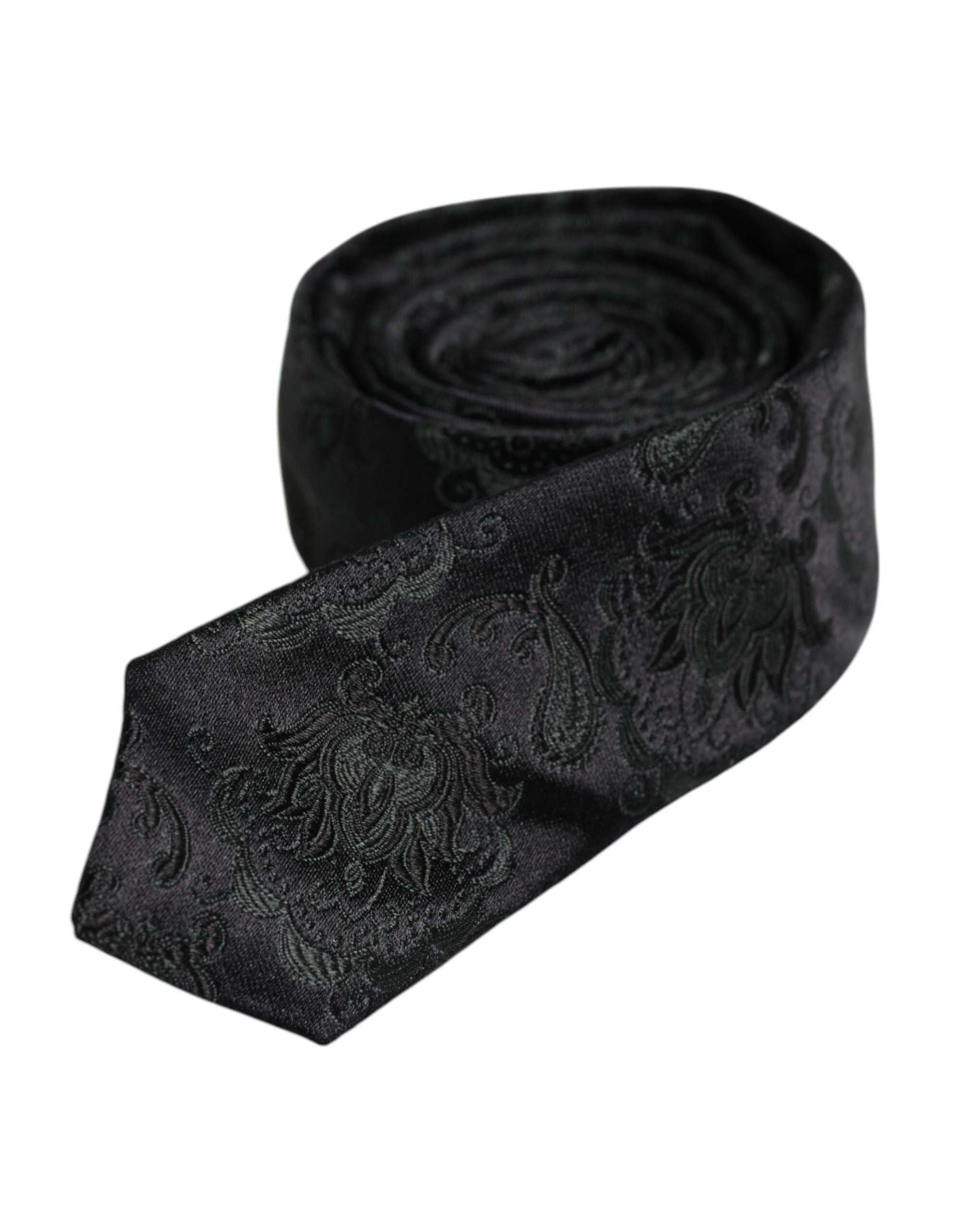 Dolce & Gabbana Dark Green Floral Silk Adjustable Necktie Tie