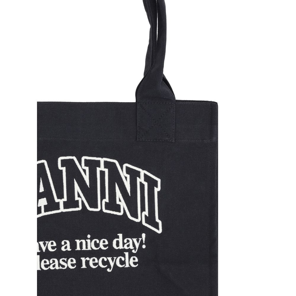 Ganni Black Cotton Shoulder Bag