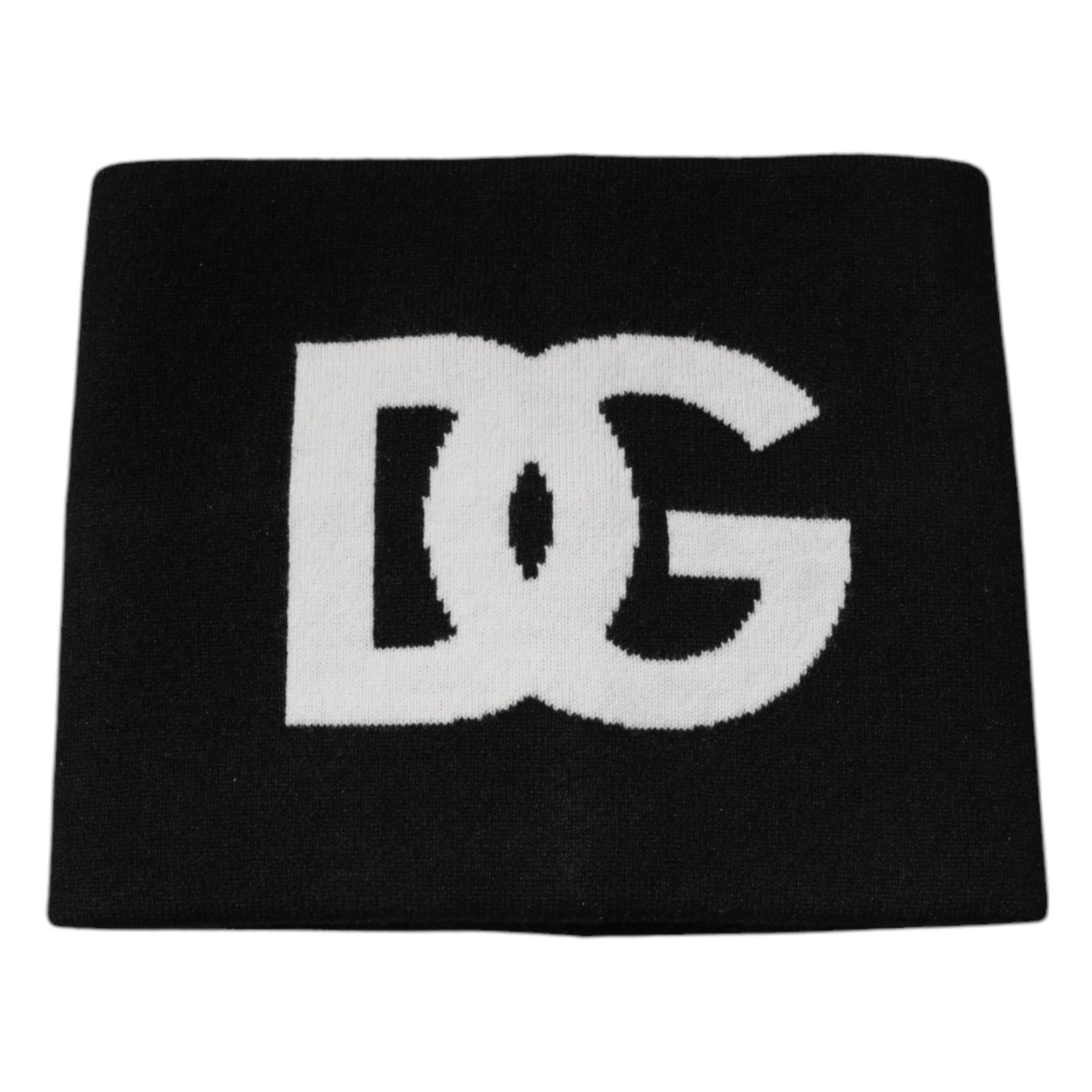 Dolce & Gabbana Black Cashmere DG Logo Square Handkerchief Scarf