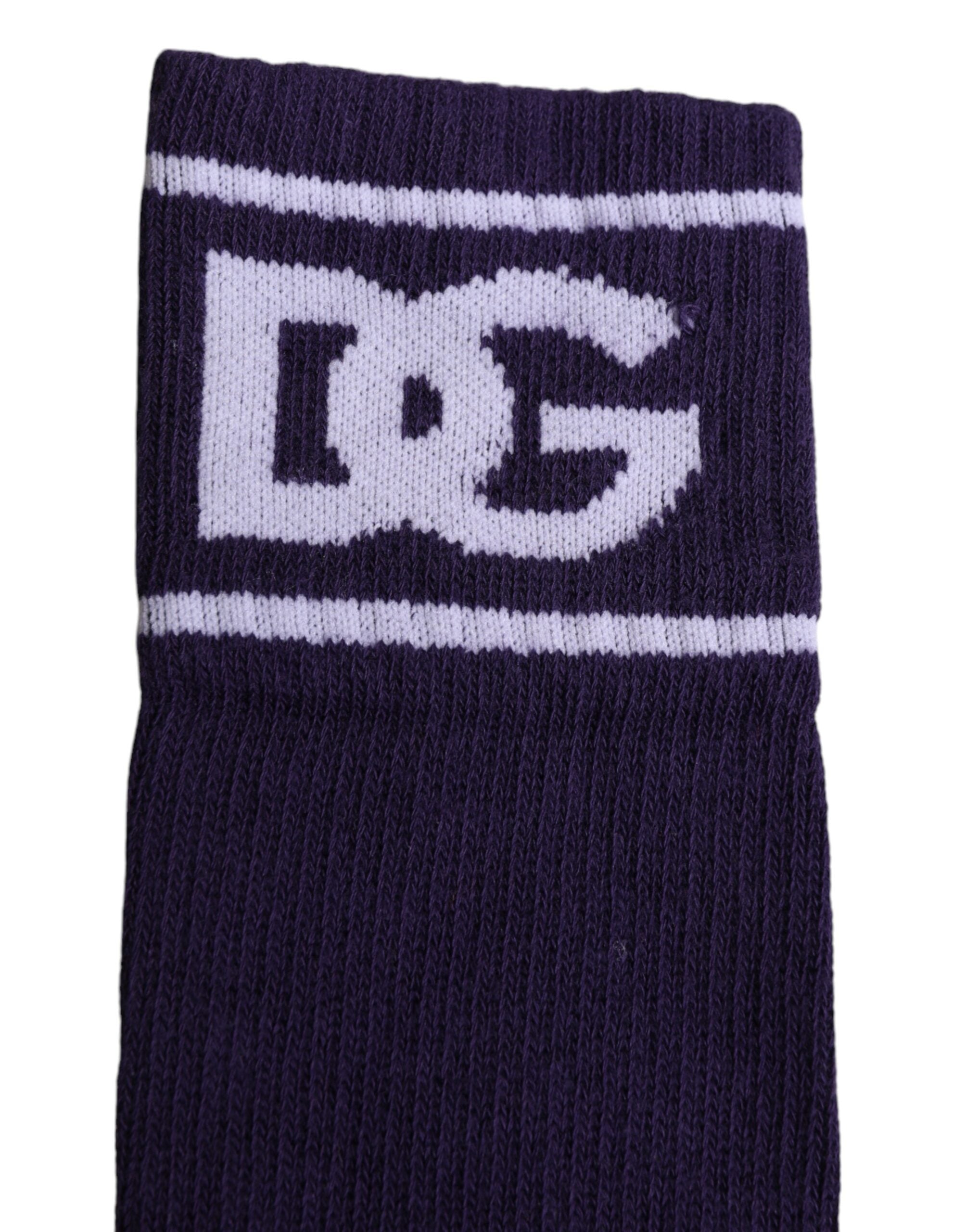 Dolce & Gabbana Lila Baumwolle DG Logo Print Offene Zehen Socken
