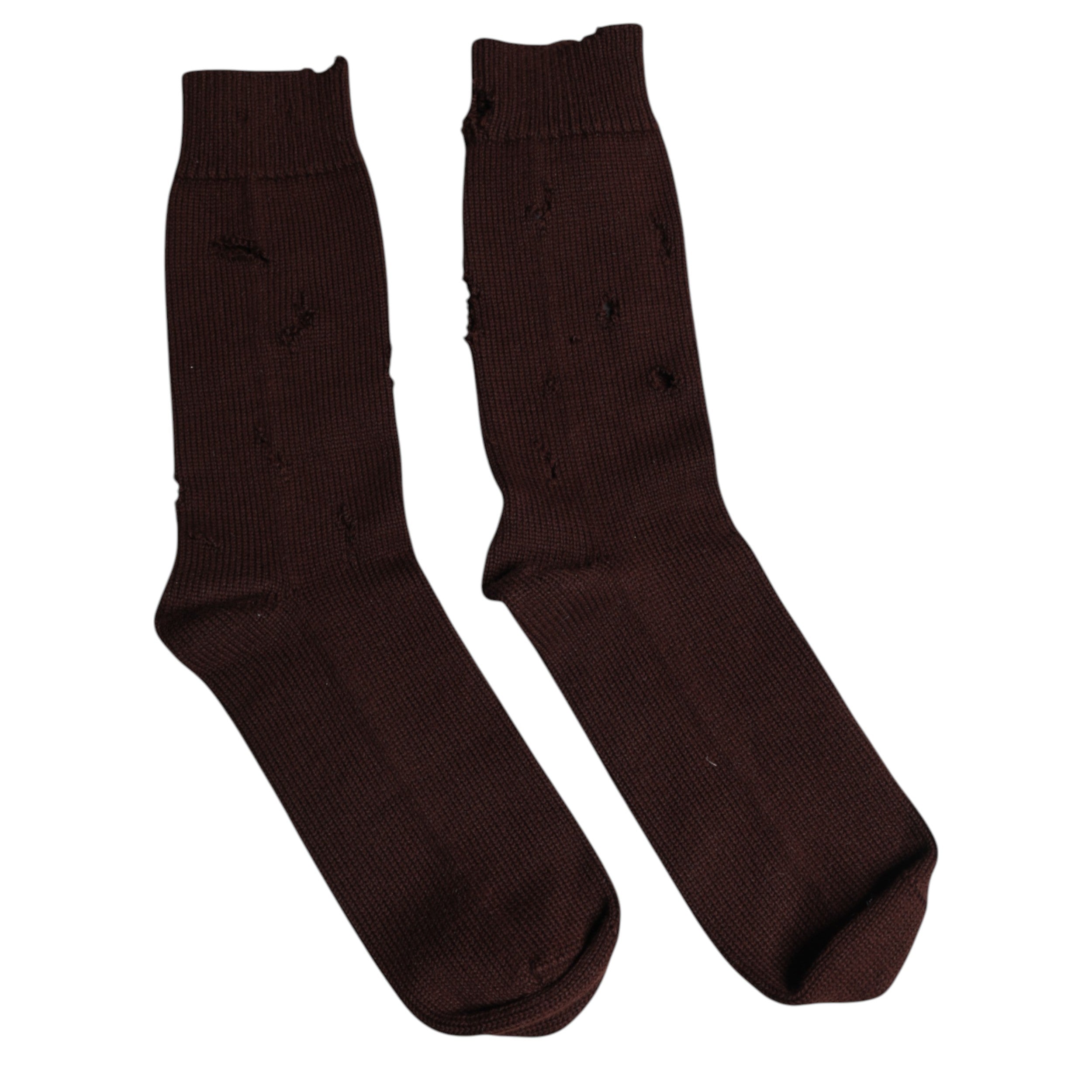 Dolce & Gabbana Braune einfarbige kniehohe Socken aus Baumwollstretch